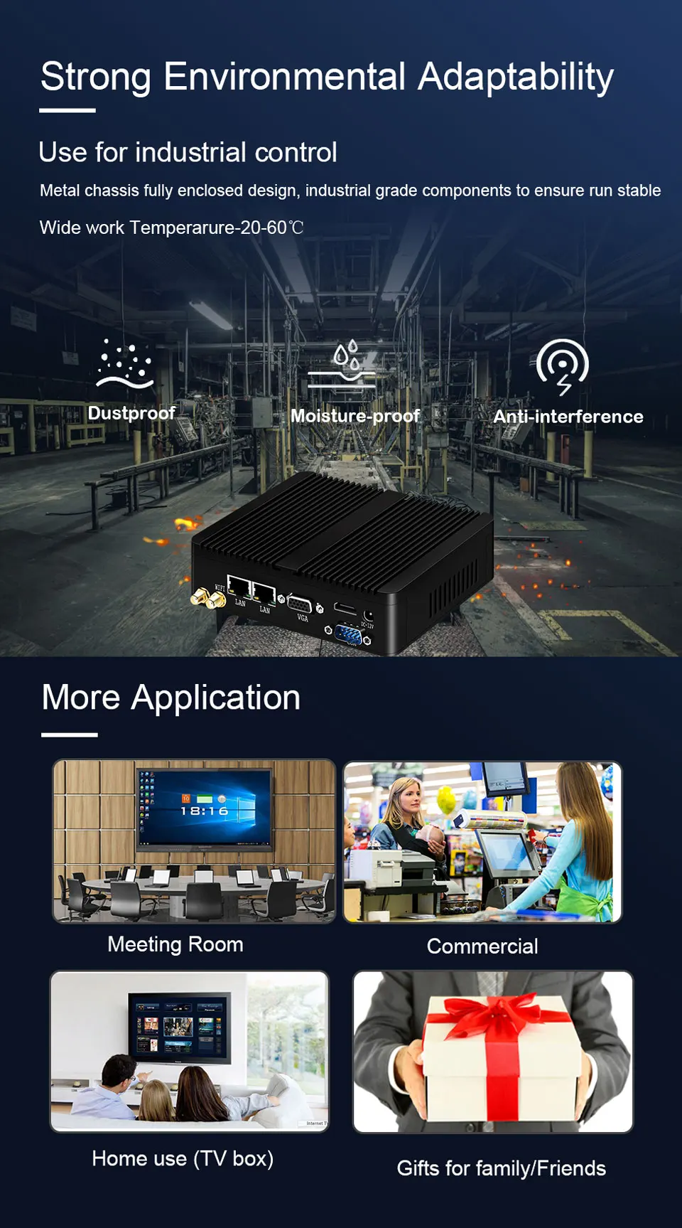 BEBEPC Fanless Mini PC Intel Celeron J6412 J1900 N2830 Dual LAN Windows 10 4 Core Industrial Mini Desktop Computer COM WiFi HTPC