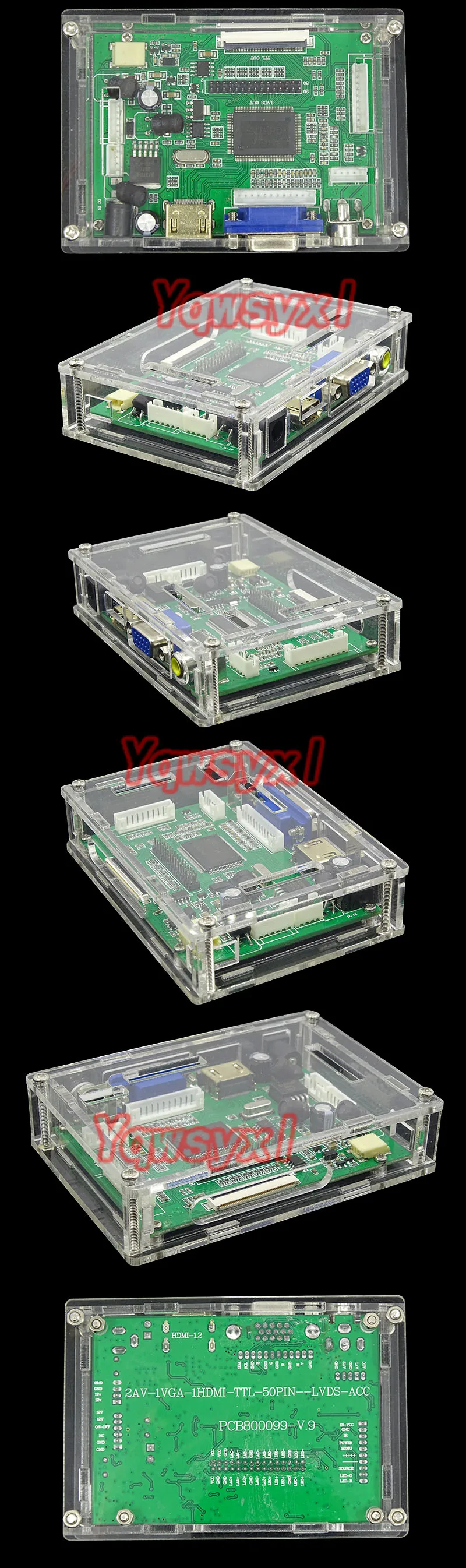 Yqwsyxl dla PCB800099 płyta sterownicza VGA przezroczyste pudełko HDMI tworzywo akrylowe powłoki kontroler LVDS płyta sterownicza powłoka ochronna