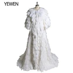 Breathtaking Feathered Evening Gown Wedding Cape Maternity Jacket for Photography Photoshoot Outfits YEWEN