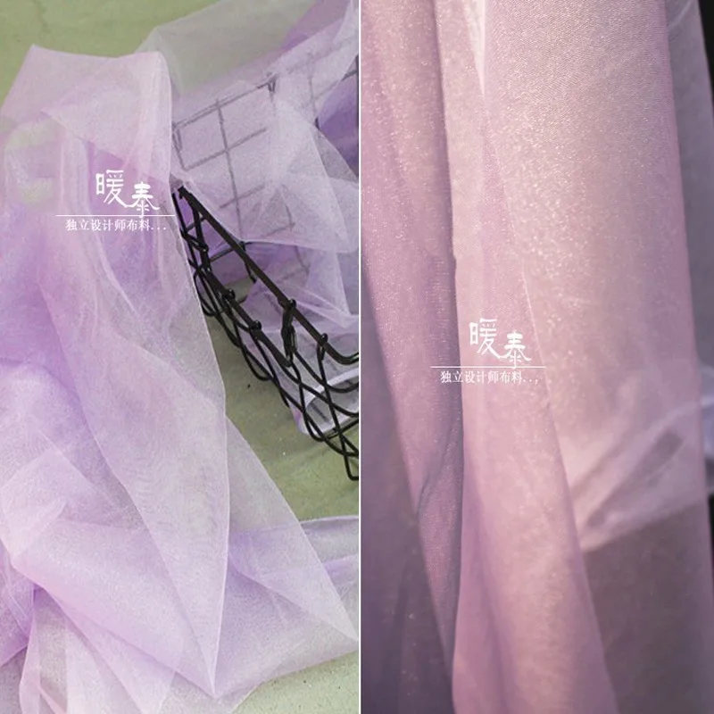 Pearlescent Stretch Tulle Fabric Lilac Colour DIY Veil Scarf Fluffy Skirt Decor Flower Wedding Dress Fashion Designer Fabric