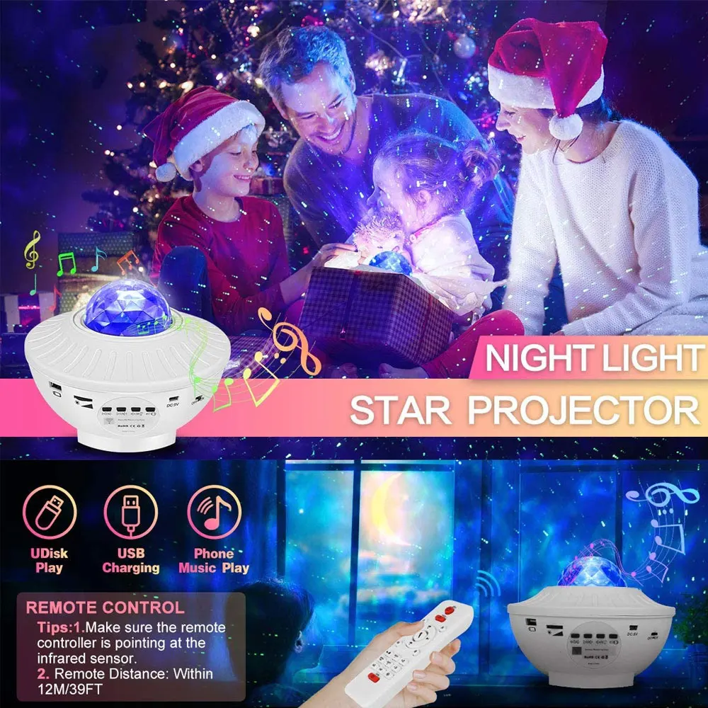 Ster Projector Starry Galaxy Night Light Voor Slaapkamer Ocean Star Met Bluetooth Music Speaker & Voice Control 10 Kleur Sky lichten