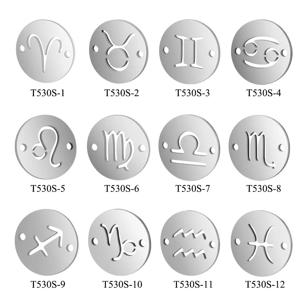 10 sztuk na znaki 12mm lustro ze stali nierdzewnej polerowane dwanaście konstelacji Charms do wyrobu biżuterii bransoletki zodiak Charm DIY