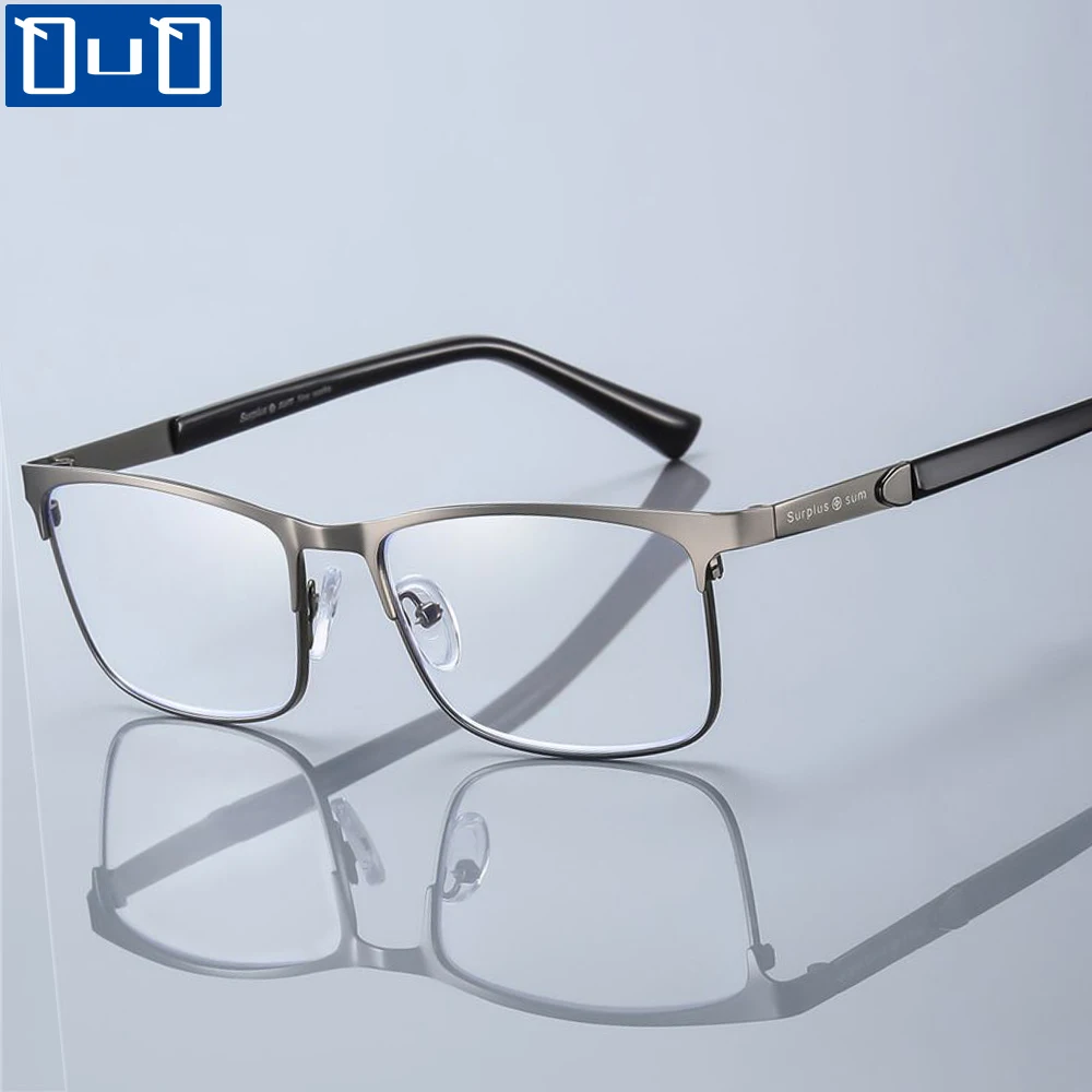 Lunettes de lecture anti-lumière bleue pour hommes et femmes, cadre en métal d\'affaires, lunettes de délinquants en résine, lunettes à lentilles, +