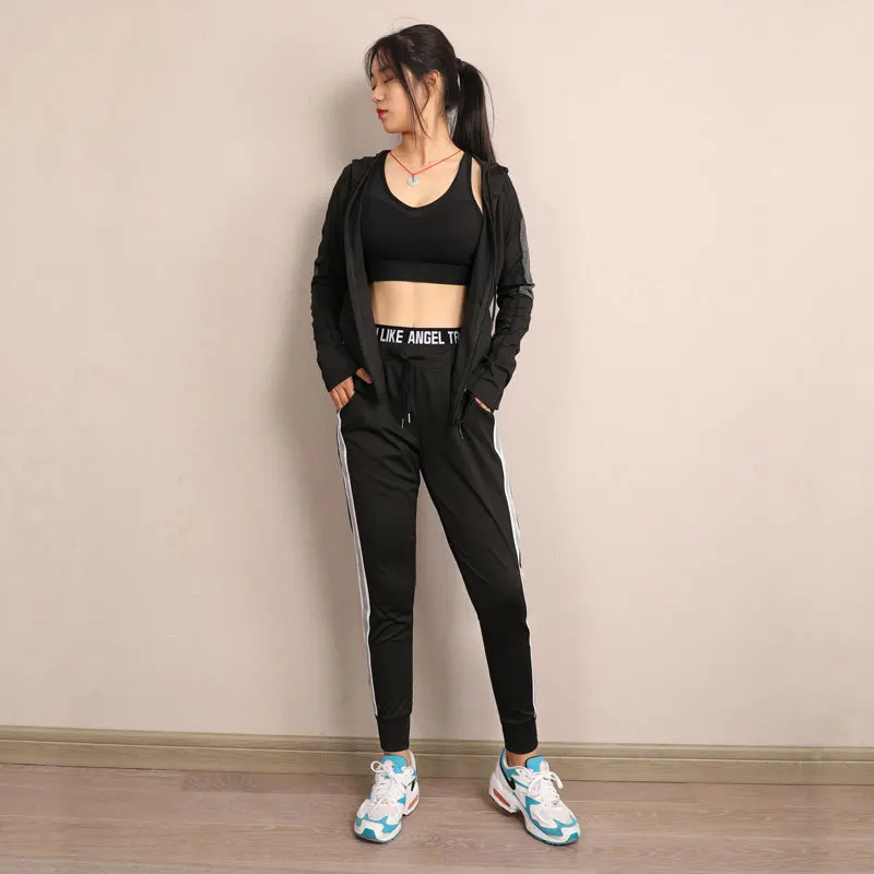 

Women Fitness Suit Plus Size Sportswear Two-piece Set Outdoor Running Pants Long-sleeved Jacket Quick Dry Yoga WorkoutClothing