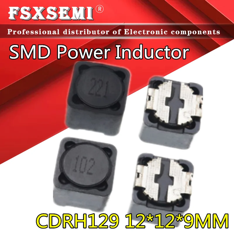 5pcs CDRH129 SMD Power Inductor 12*12*9MM 3.3/4.7/6.8/10/15/18/27/33/39/47/68/100/150/220/270/330/470/680/820/1000/1500UH