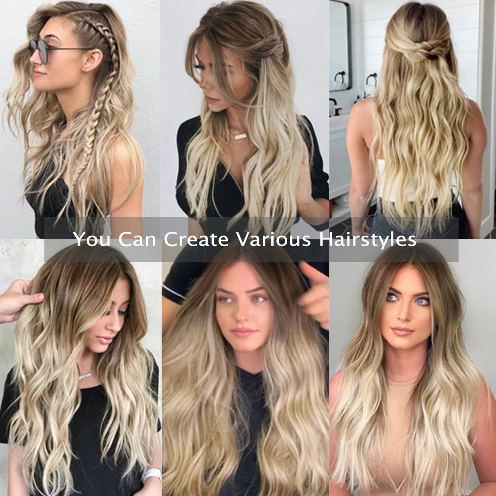 HAIRCUBE 13 × 5 × 1 Spitze Vorne Perücke Lange Körper Welle Menschliches Haar Perücken für Frauen Blonde Balayage Mitte teil Wärme Beständig Remy Haar