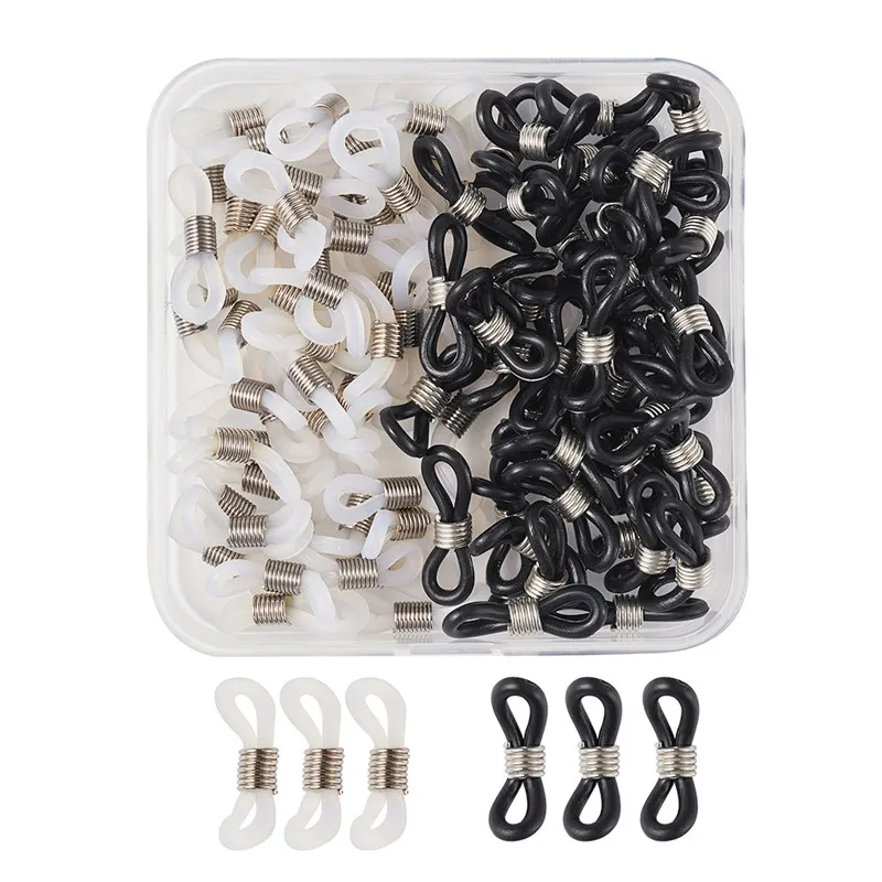 100/200pcs Eyeglass Sunglass Spectacles Chain Rope Holders Strap Retainer Rubber End Loop Connectors for Jewelry Making 20x5mm