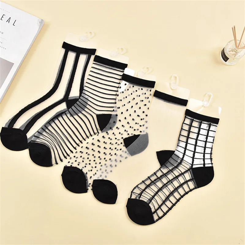 Fashion Sexy Women Socks New Product Crystal Silk Tide Socks Spring Summer Transparent Lace Mesh Fishnet Socks Lady Cool Sox