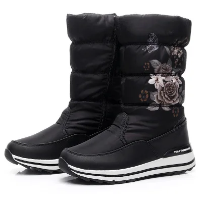 Mid-calf Snow Boots Women Waterproof Winter Shoes Platform Rubber Boots Plush FemaleS hoes Ladies Wedge Fur Botas Mujer Invierno