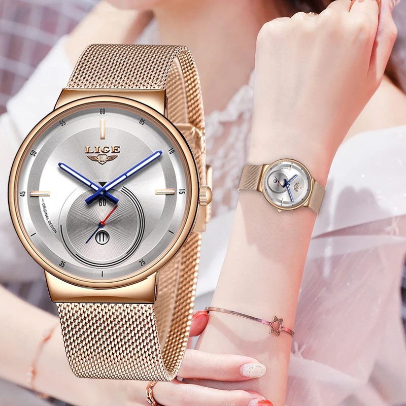 2023 Classic Women Rose Gold Top Brand Luxury Laides Dress Business Fashion Casual Waterproof Watches Quartz Calendar Wristwatch