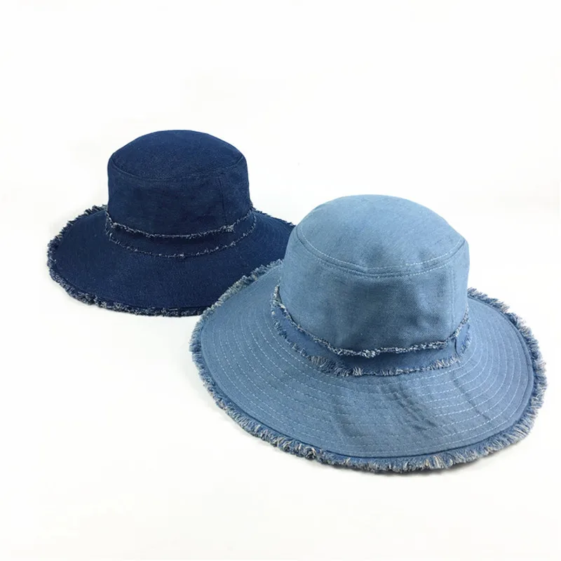Moda Denim Tecido Mulher Sol Chapéus Verão