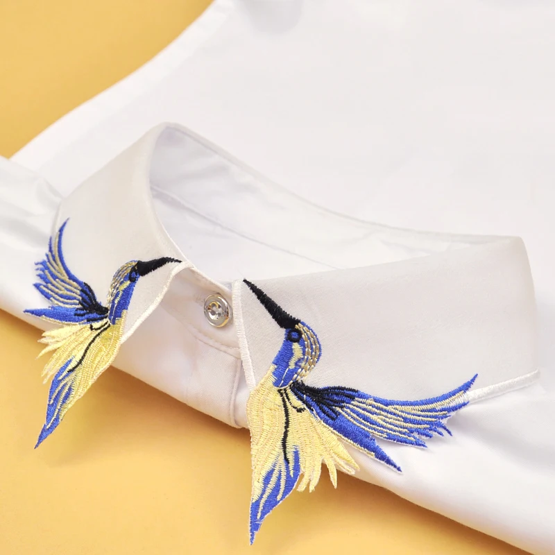 Embroidery Fake Collar Women Detachable Collars Lapel Shirt White False Collar Shirt Female Women Accessories Neck Decor