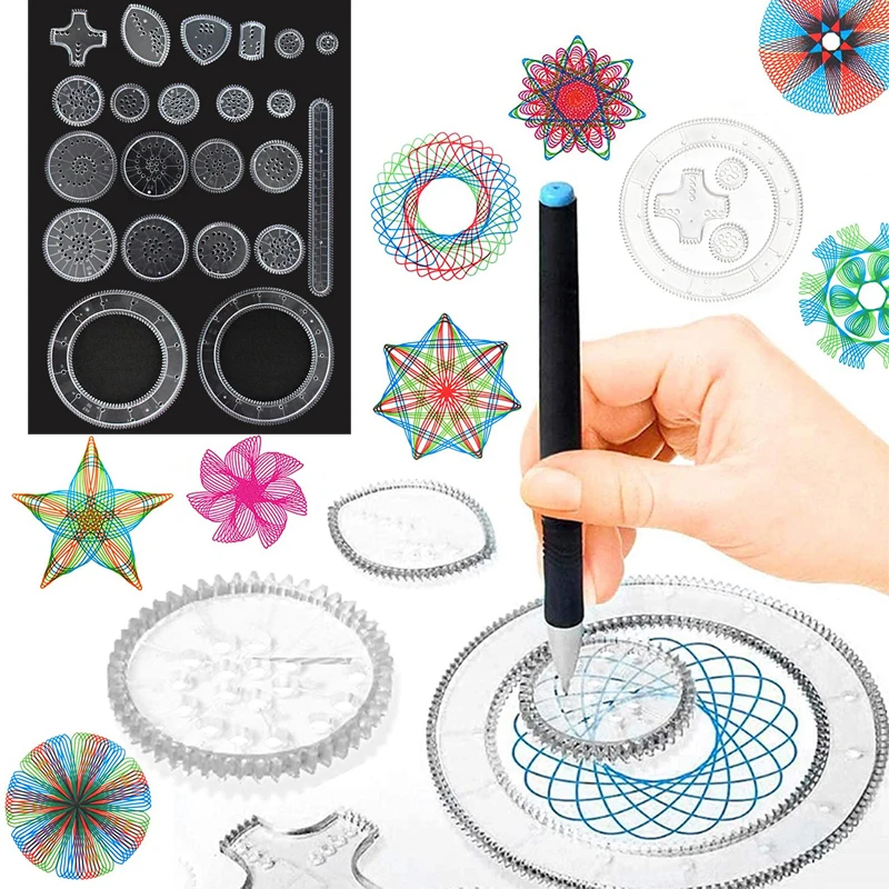 Classic Gear Spirograph Design Set Magisches geometrisches Lineal Schablonen Kits Kinder DIY Kreative Kunst Handwerk Malerei Zeichnung Spielzeug