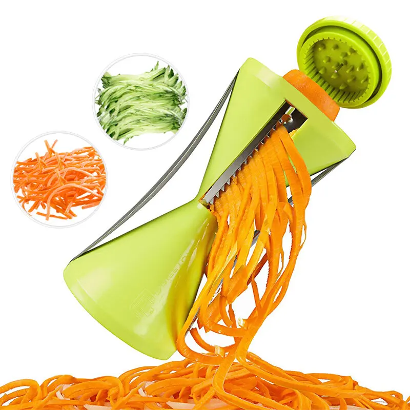 

Vegetable Spiral Slicer Peeler Redesigned Handle With Stainless Steel 4 Blade Cutter Fruit Slicer Peeler