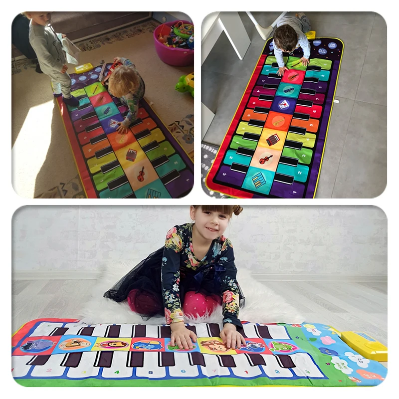 Kids Musical Piano Mat Duet Keyboard Play Mat 20 Keys Floor Piano with 8 Instrument Sound 5 Paly Modes Dance Pad Educatinal Toys