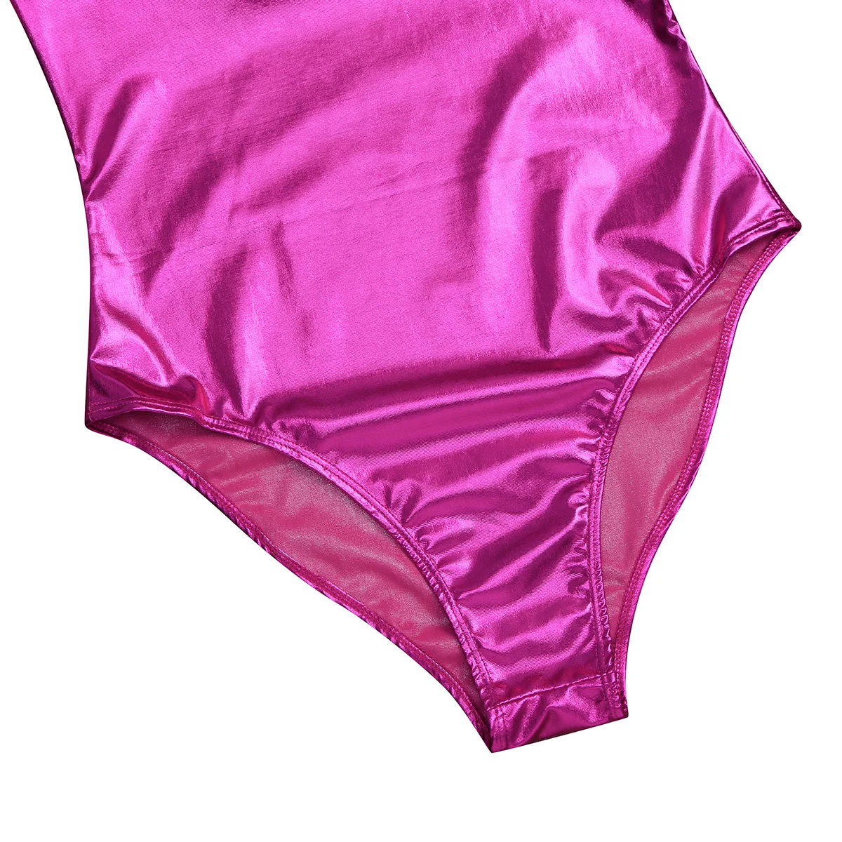 Wetlook-Macacão de Couro Envernizado Feminino, Collant de Dança Metálico Brilhante, Bodysuit Ginástica, Fato Performance de Palco, Clubwear