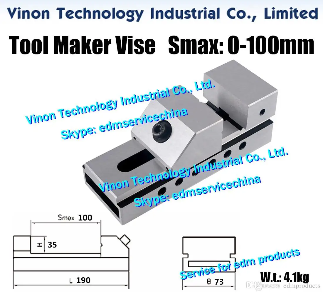 edm Tool Maker Vise Max Open:0-100mm (L=190,W=73، Jaw H=35)، Wire Cut EDM Toolmaker Vise 3 بوصة فتح الفك 100 مم لقطع الأسلاك #4