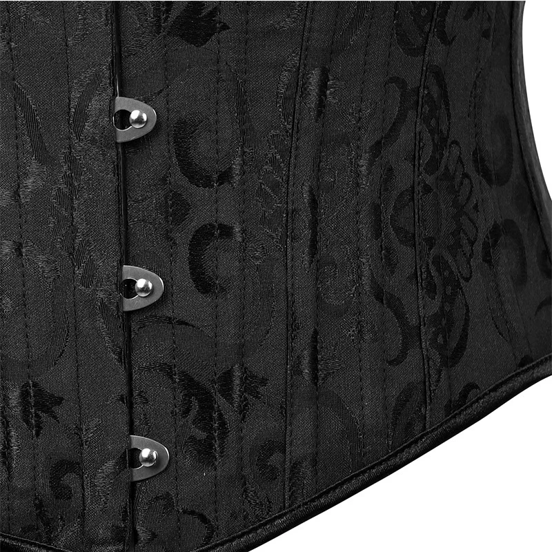 Short Underbust Corset Waist Trainer Gothic Steampunk Bustier CorsetWorkout Body Shaper 24 Steel Boned Lace Up Slimming Belt