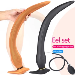 Long Anal Plug Huge Inflatable Butt Plug BDSM Vagina Anus Expansion Dildo Pump Adults Erotic Sex Toys For Men Women Masturbator