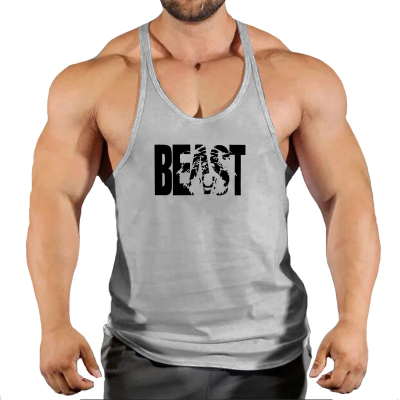 Gym Tank Top Men Fitness Clothing Beast Bodybuilding Tank Tops Summer Stringer Clothes for Male Sleeveless Vest Muscle Shirts