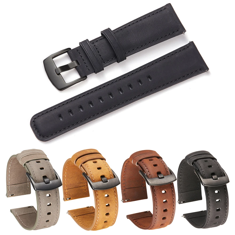 22mm Leather Strap For Fossil Gen 5 Carlyle HR Julianna HR Smart Watchband For Fossil Sport 43mm / Explorist HR Gen4 Band