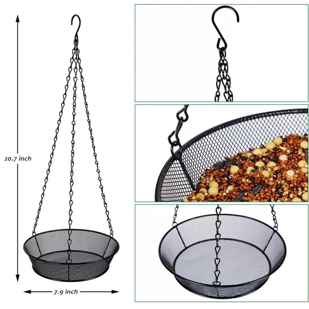 Hanging Metal Bird Feeder Outdoor Balcony Disc Hummingbird Feeder with Chain