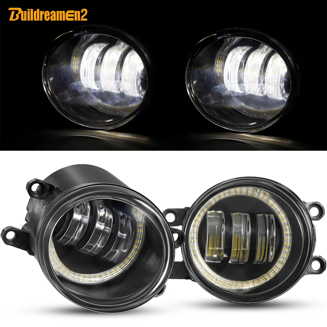 2 X Car Angel Eye Fog Light LED Lens Fog Daytime Running Lamp DRL For Scion tC xA Pontiac Vibe Subaru Dex Daihatsu Coo Materia