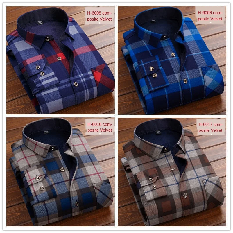 Autumn Winter Warm Plaid Casual men thermal shirt Long sleeves Shirt Men Fashion Thick Flannel Shirt masculina eboy thermo shirt