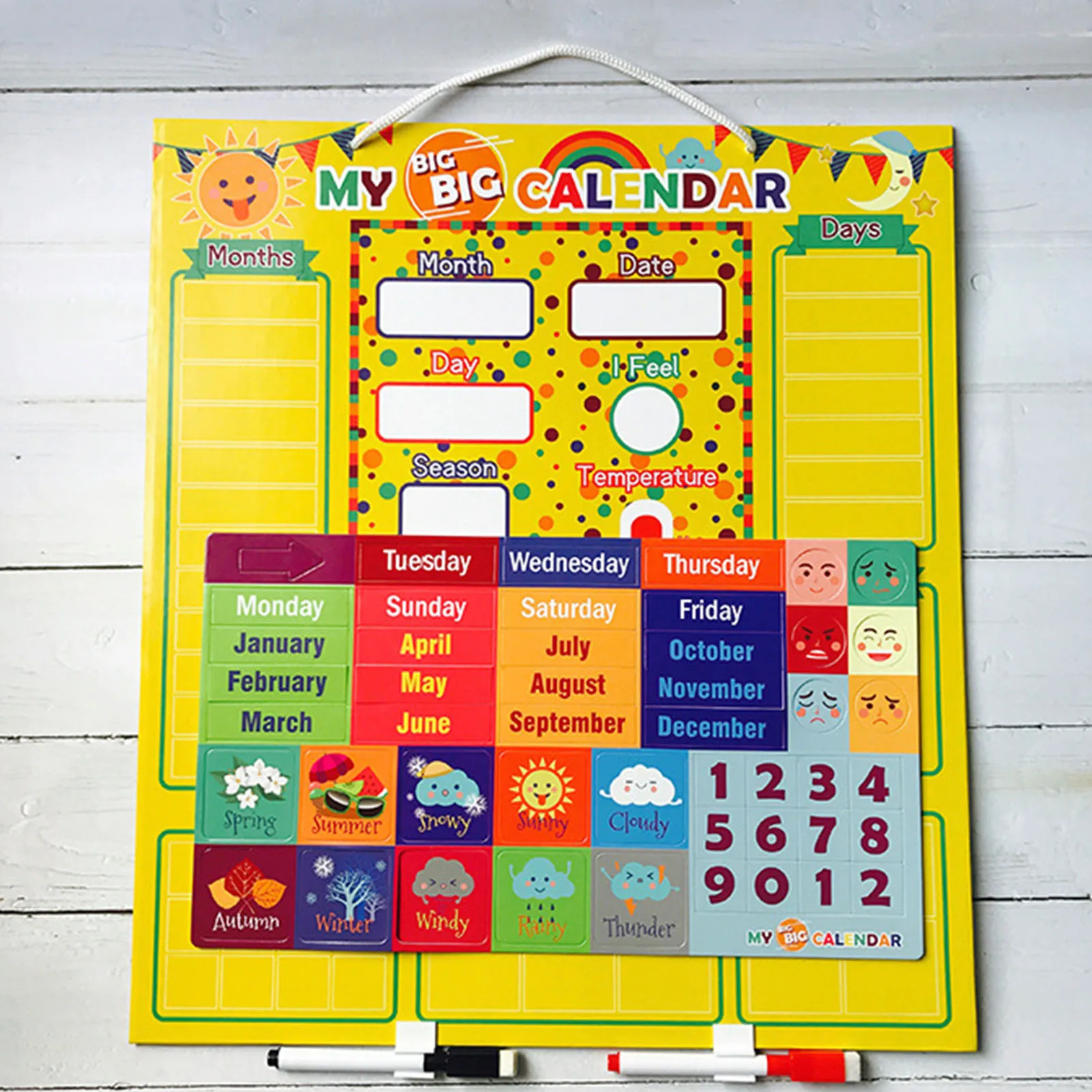 Kids English Magnetic Weather Calendar Innovative First Calendar Toys For Children Early Education #HY