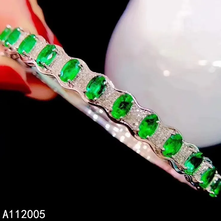 

KJJEAXCMY fine jewelry 925 sterling silver inlaid Natural emerald female bracelet trendy support detection