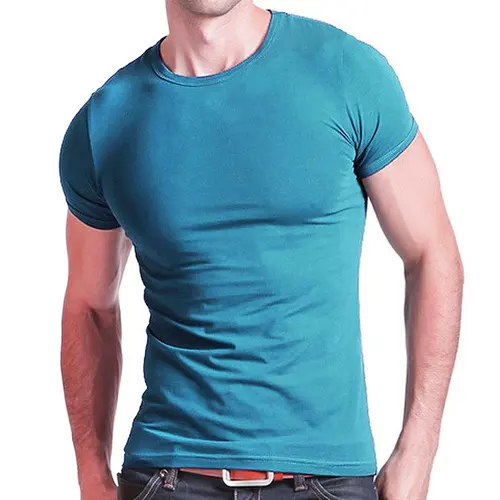 Imagen 2 del producto 2025 Camiseta elástica con cuello en V para hombre, camiseta de manga corta de Color sólido para hombre, camisetas, medias de poliéster para hombre, camiseta ajustada para hombre