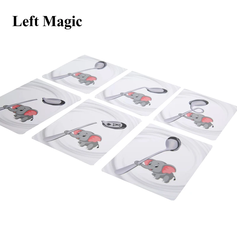 Spoon Cards Set Magic Tricks Special Cards Spoon-Changing Cards Close Up Magic Props Easy Magic Tricks Professional Magic