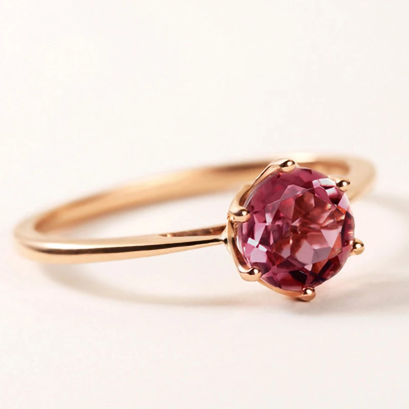 DODO Classic 6 Claws Vintage Rose Gold Color Rings For Women Red Stone Bridal Wedding Fashion Jewelry Accesorios Mujer DD538
