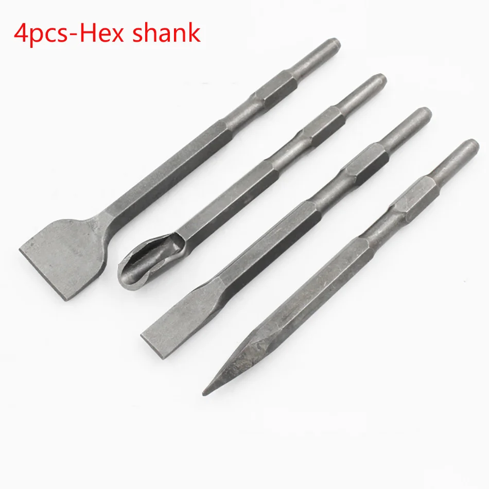 4pcs/set Hex shank Electric Hammer Drill Chisel Plus Rotary Hammer Bits Set Fit Concrete Hydropower Installation Tools