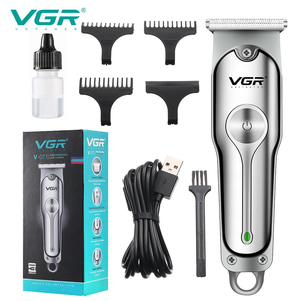 VGR Professional Barber Hair Trimmer Rechargeable Hair Clipper for Men Beard Trimer Hair Cutting Machine T-blade Haircut Tool