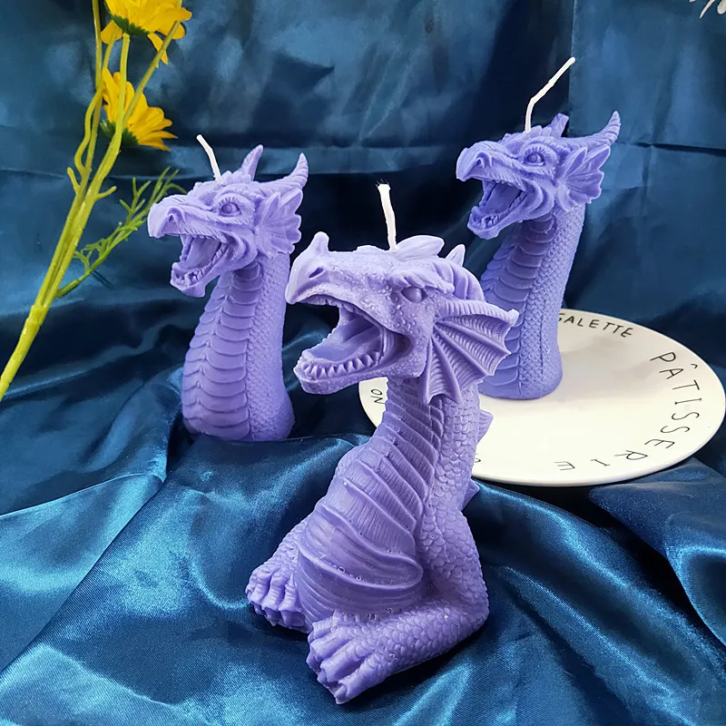 2 Hallowe Giant Dragon Head Candle Silicone Mold for Handmade Desktop Decoration Gypsum Resin Aromatherapy Candle Silicone Mould