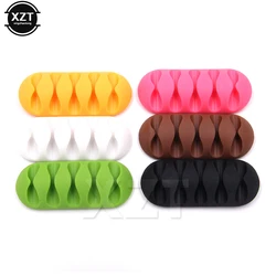 Colorful Cable Winder 5 Ports Earphone Organizer Wire Storage Silicon Holder Clips desk table stick for Earphone Charging Cable