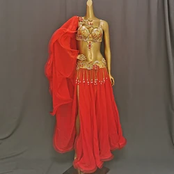 Vêtements de danse du ventre à paillettes professionnelles, tenues de performance, vêtements de phtaline du ventre, soutien-gorge de danse du ventre, ceinture et jupe trempés, offre spéciale, nouveau