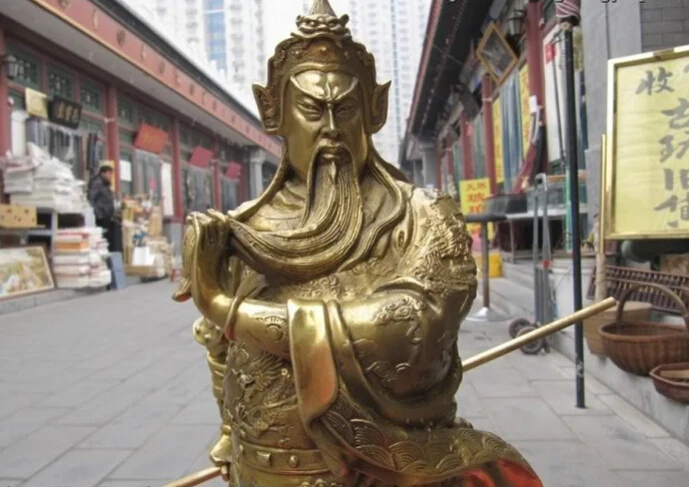 Free Shipping 17inch 37cm China Brass exquisite craftwork famous Dragon Gong Yu Guan Gong warrior statuary