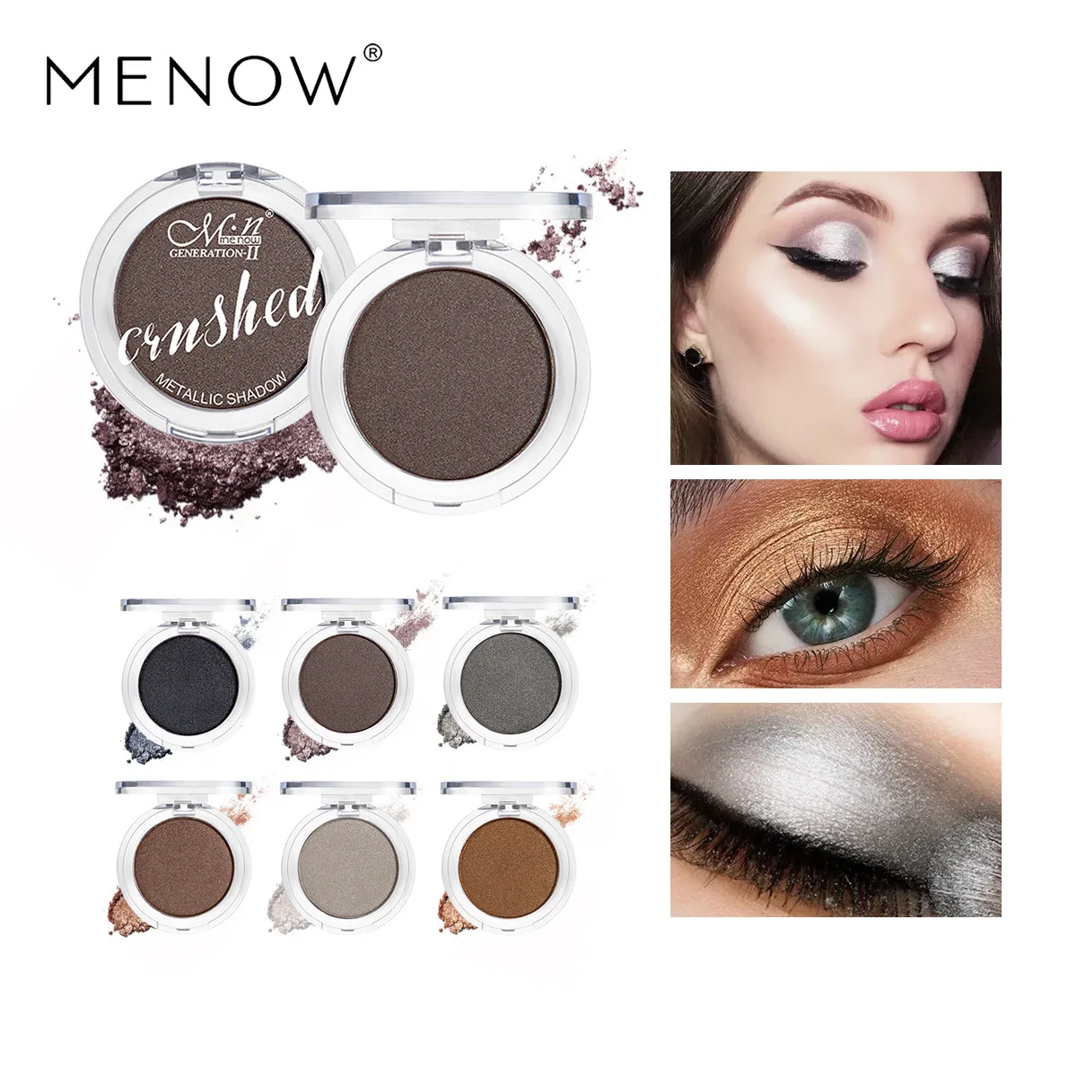 MENOW E425 Monochromatic Pearlescent Metallic Color 6 Color Diamond Sparkling Bright Star Eye Shadow Wholesale Makeup