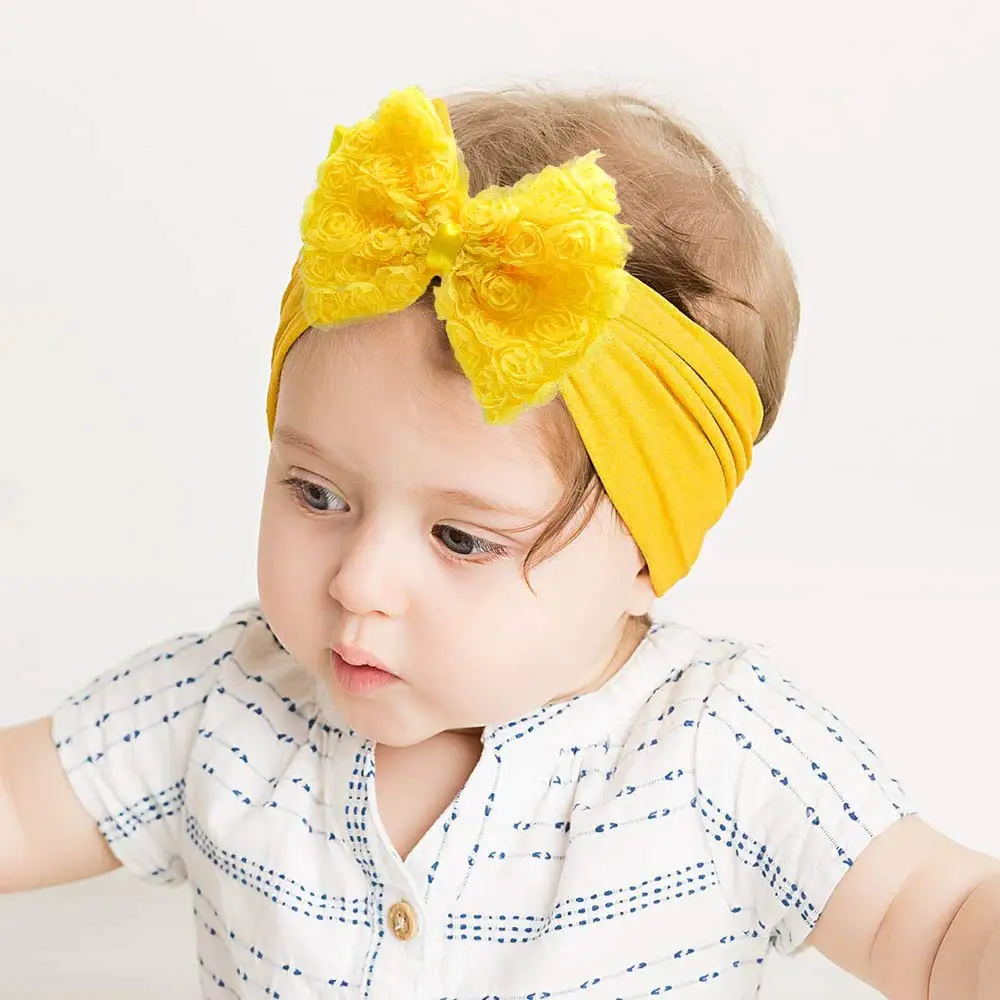 10Pcs Baby Girls Headbands Big Multi-Coloredd Chiffon Hair Flower Bows Soft Stretchy Hair Band Headbands for Baby Girls Infants