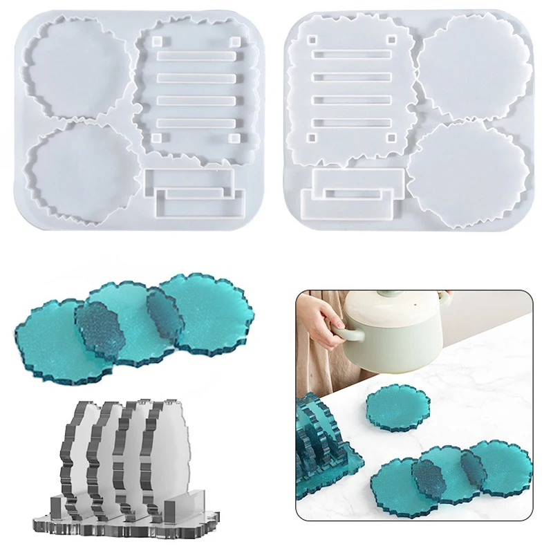 

Coaster Molds Set with Coaster Stand Mold Coaster Resin Molds DIY Home Decorations Making Tools Kits for Coaster Casting