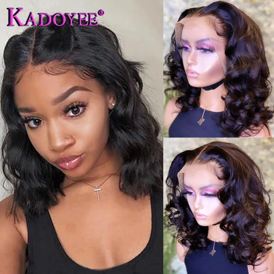 Short Bob Wavy Lace Front Wigs Body Wave Human Hair Wigs For Women Brazillian 13x4 Lace Front Wigs Pre plucked With Baby Hair