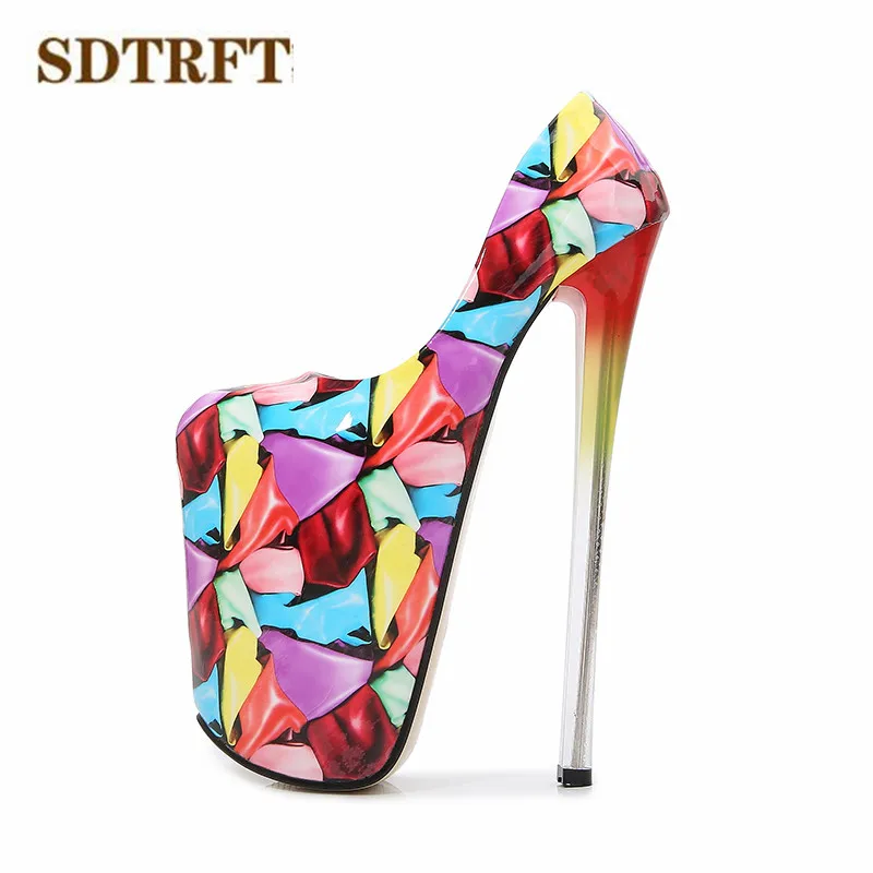 SDTRFT Female Waterproof Stilettos 22cm thin high heels Ladies Party pumps Shallow mouth women Catwalk Shows shoes mujer bombas