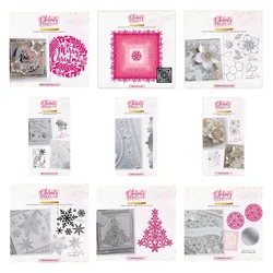 2021 New Christmas Merry Circle Snowflake Circle Rose Grande Snowflakes White Reindeer Couple Metal Cutting Dies and Stamps Set