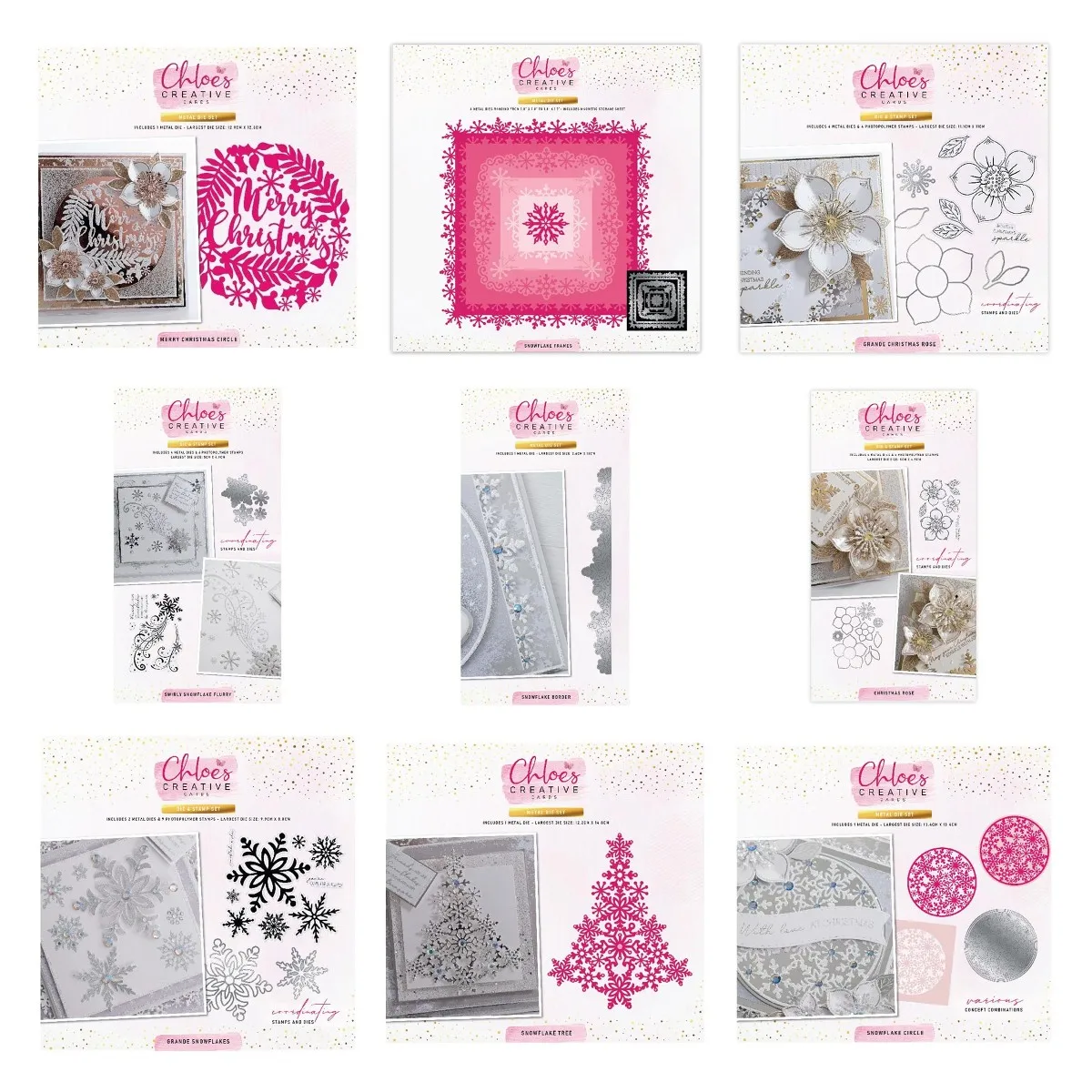 2021 New Christmas Merry Circle Snowflake Circle Rose Grande Snowflakes White  Reindeer Couple Metal Cutting Dies and Stamps Set