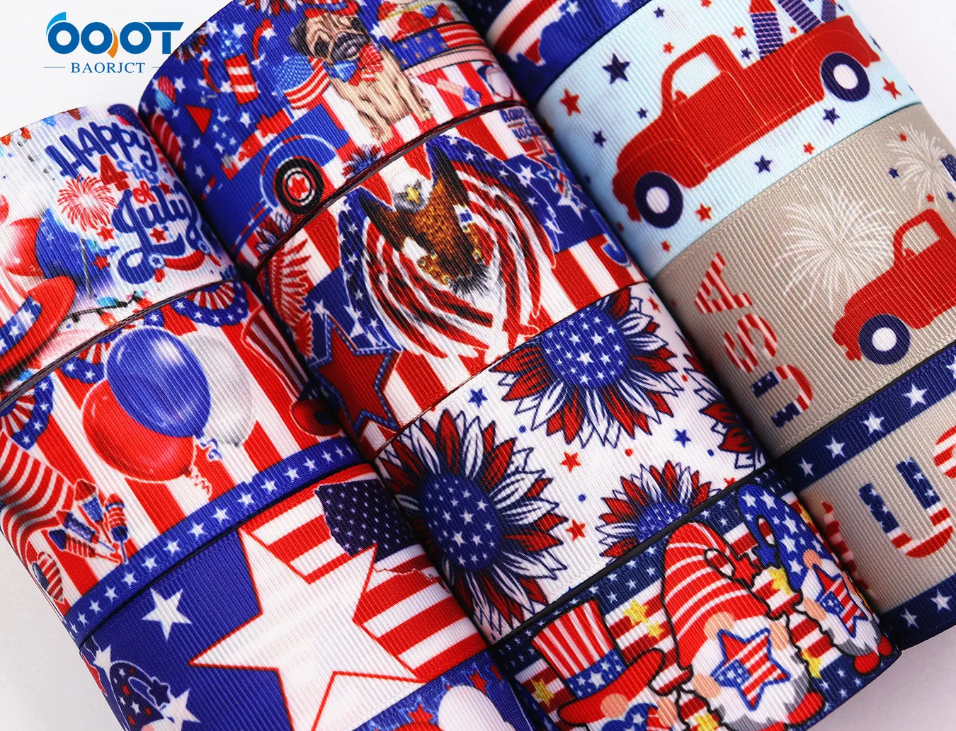 38MM 10Yards M-21324-254 Independence Day Thermal Transfer Printed Grosgrain Ribbons,Bow Cap DIY Party Gift Packaging Materials