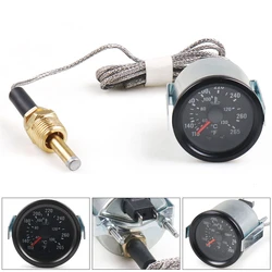 2" 52MM Mechanical 40-130℃/110-265℉ Water Temp Gauge 12V Water Temperature Gauge Yellow Light Car Meter With Sensor NPT 1/2