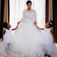 Customized Vestido De Noiva Vintage Lace Appliques Ball Gown African Wedding Dresses Short Sleeves Robe De Mariee Bride Dress - Image 4