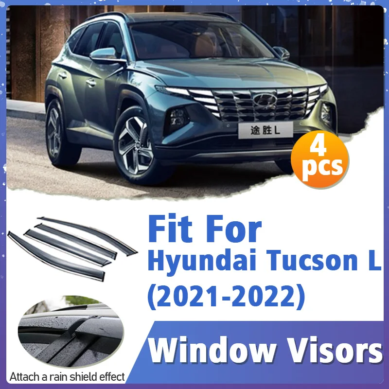 

Window Visor Guard for Hyundai Tucson L 2021-2022 Vent Cover Trim Awnings Shelters Protection Sun Rain Deflector Accessories